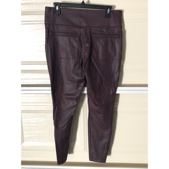 Athleta Delancey Gleam Moto Tight Leggings Size L Burgundy Faux Leather High - Picture 4 of 10